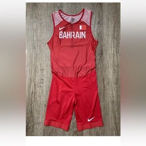 Nike Mens Pro Elite Bahrain Speedsuit Red White Sz Large 911647